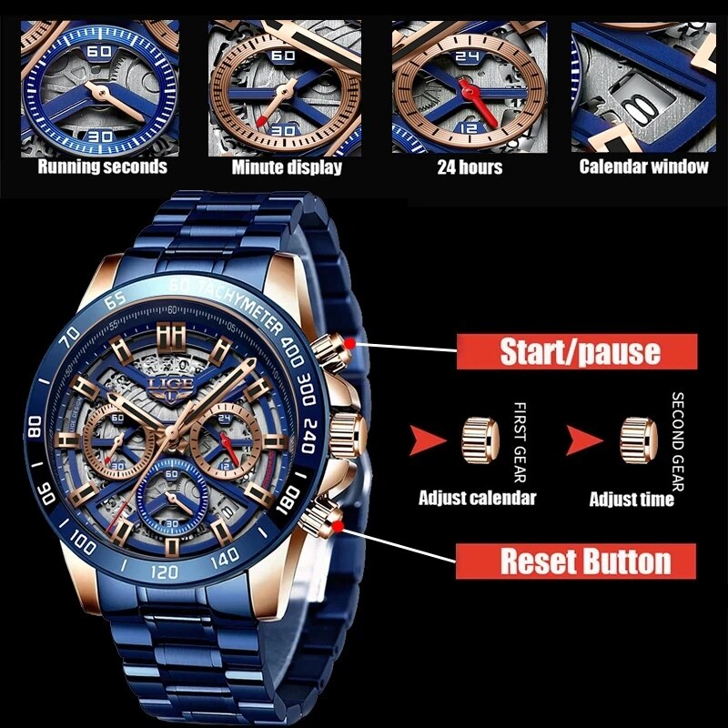 LIGE 2024 New Men Watch Top Br - Luxury Watch Maker 评论和价格