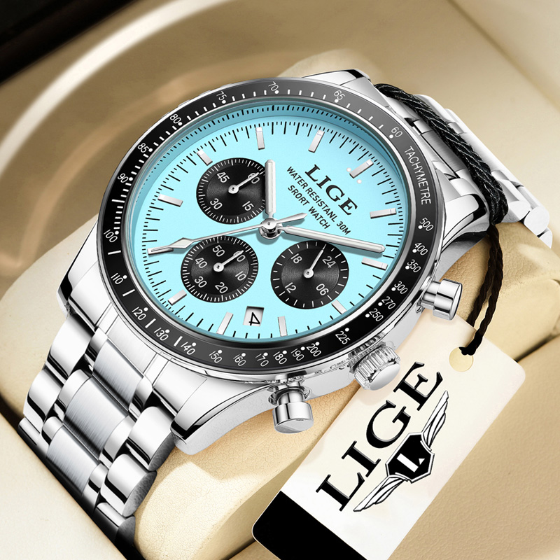 LIGE Top Brand Luxury New Men  - Luxury Watch Maker 评论和价格