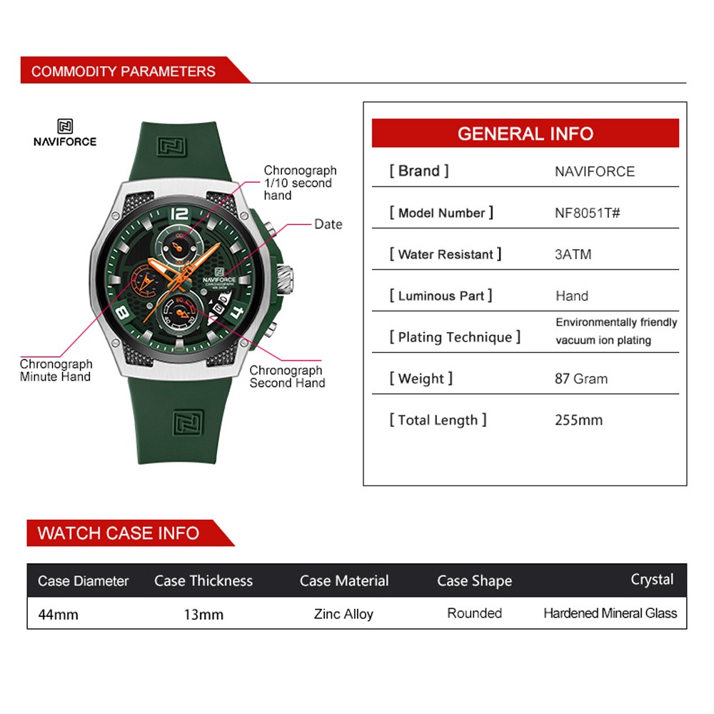 NAVIFORCE Mens Casual Sport Wr - Luxury Watch Maker 评论和价格